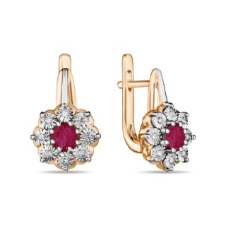Серьги золотые с бриллиантами и рубинами «Алая орхидея» Myjewels (арт.E01-D-L-PL-35316-RO)