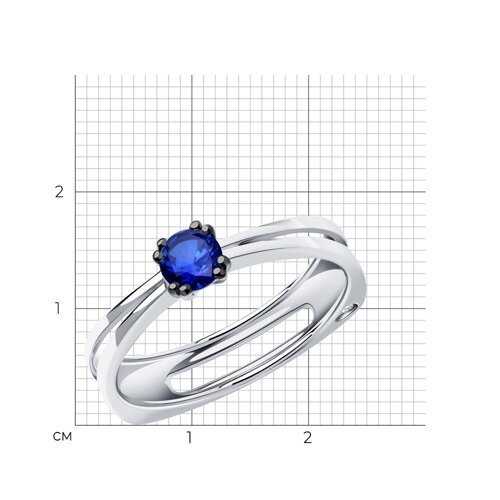 Кольцо из белого золота с бриллиантом и сапфиром (Арт.2011090)