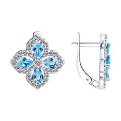 Серьги из серебра с топазами и фианитами (Арт.92022800)