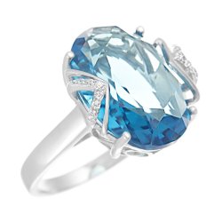 Кольцо из серебра с куб. цирконием и ситаллом (Арт.pd-r00661-x-w-lbg-x-w)