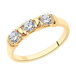 Кольцо из золочёного серебра с фианитами (Арт.93-110-01304-1)