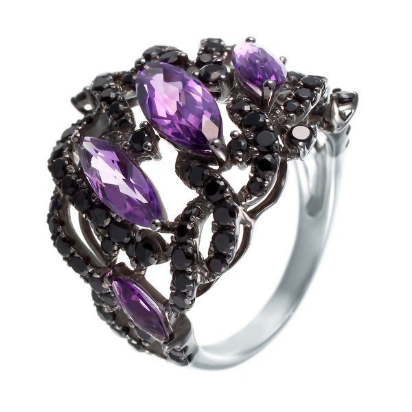 Кольцо из золота с аметистом и сапфиром (Арт.rg-30519_ko_bsa_am_blk)