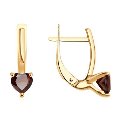 Серьги золотые с гранатом «Алая Нежность» Соколов (арт.31-320-01741-2)