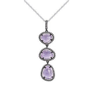 Цепь с аметистом и бриллиантами «Три сияния» из золота 585 пробы MY JEWELS (арт.U331)