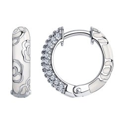 Серьги из серебра с фианитами и эмалью (Арт.94024821)