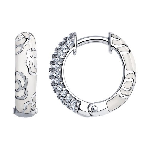 Серьги из серебра с фианитами и эмалью (Арт.94024821)
