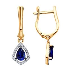 Серьги из золота с бриллиантами и сапфирами (Арт.51-221-00850-1)