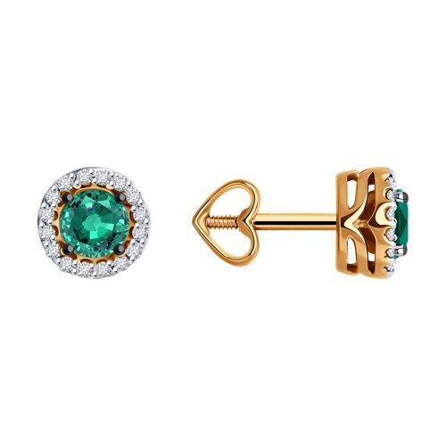 Серьги из золота с бриллиантами и изумрудами (Арт.51-222-01772-5)