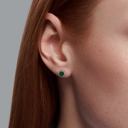 Серьги из золота с бриллиантами и изумрудами (Арт.51-222-01772-5)