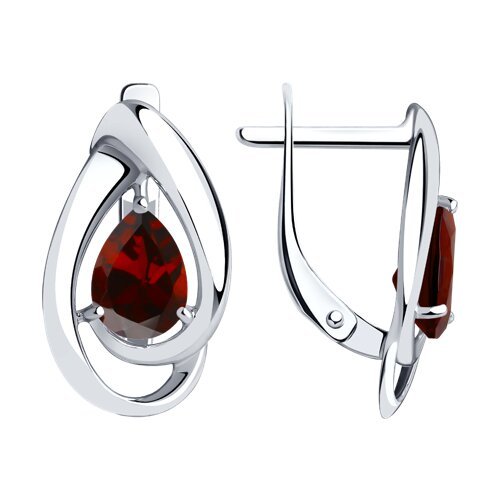 Серьги из серебра с гранатом «Алый Вихрь» SOKOLOV (арт.00594)