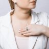 Кольцо из серебра с чёрной эмалью и фианитом (Арт.94011139)