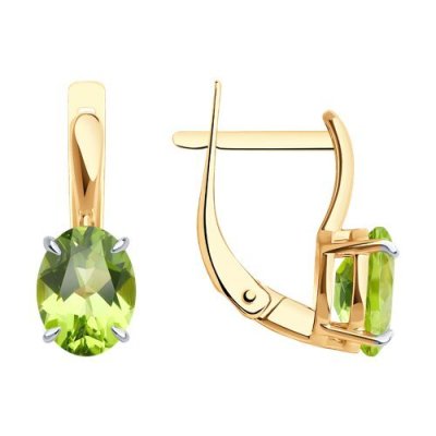 Серьги золото 585 с хризолитом «Сияние Лета» Соколов (арт.51-320-01929-3)