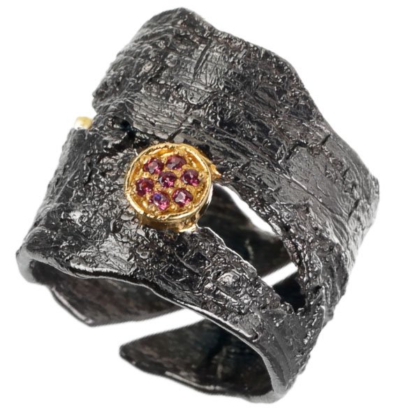 Серебряное кольцо BEAVERS с родолитом 1223rod_ox