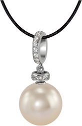 Кулон из серебра с жемчугом и кристаллом swarovski (Арт.abp-2-12-4-s)