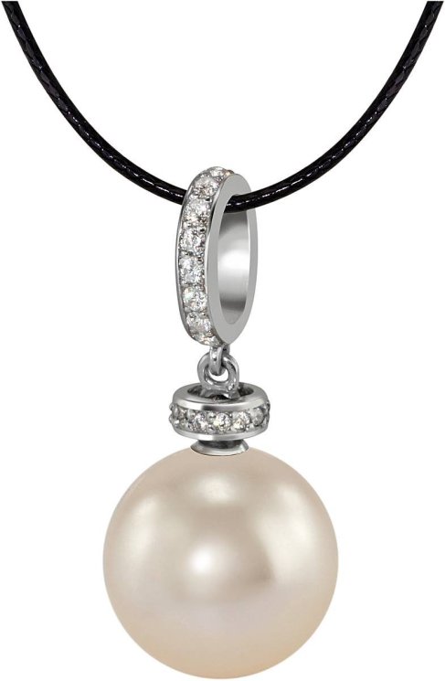 Кулон из серебра с жемчугом и кристаллом swarovski (Арт.abp-2-12-4-s)