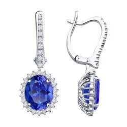 Серьги из белого золота с бриллиантами и танзанитами (Арт.6024463-3)