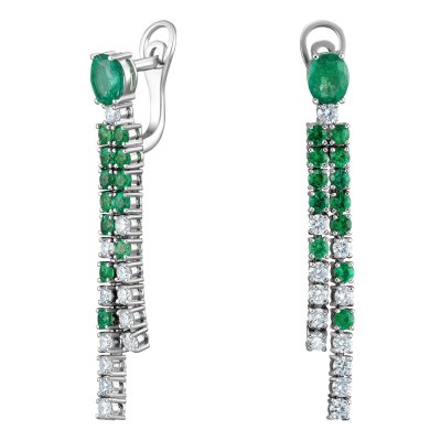 Серьги из белого золота с изумрудами и бриллиантами «La Nordica» La Nordica (арт.19-12-8000-141222)