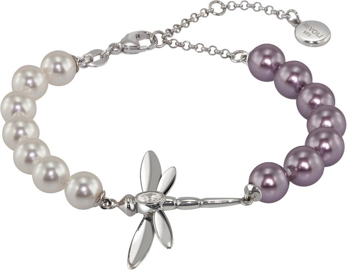 Браслет из серебра с жемчугом и куб. цирконием (Арт.b24-df28-s-16-1)