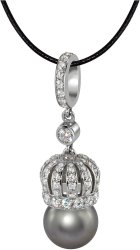 Кулон из серебра с жемчугом и кристаллом swarovski (Арт.cqp-1-14-31-s)