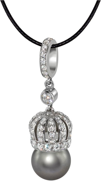 Кулон из серебра с жемчугом и кристаллом swarovski (Арт.cqp-1-14-31-s)