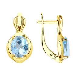 Серьги золотые пробы 585 с топазом (Арт.53-320-00170-4)