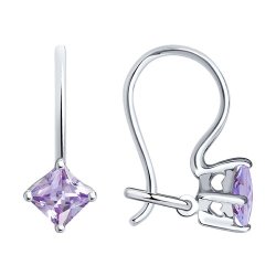 Серьги из серебра с сиреневыми фианитами (Арт.94020584)