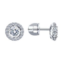 Серьги из белого золота с фианитами (Арт.027437-3)