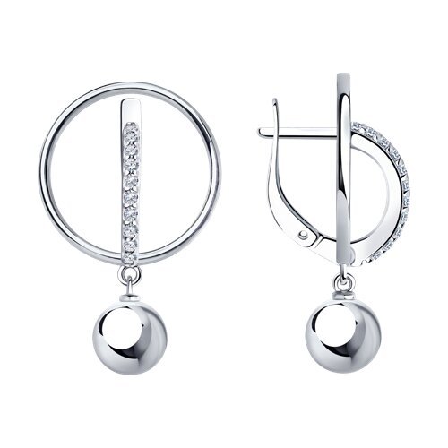 Серьги из серебра с фианитами (Арт.94024037)