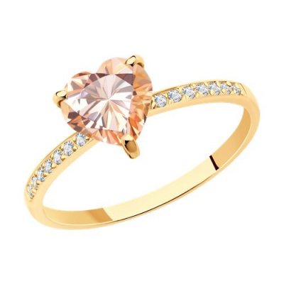 Кольцо золотое с ситаллом и фианитами «Теплое Сердце» SOKOLOV (арт.716104)