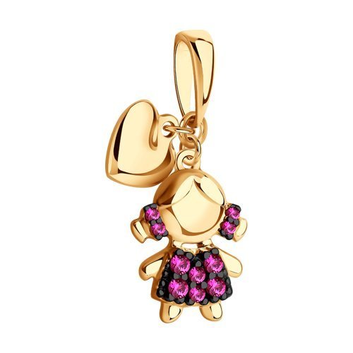 Подвеска золотая с корундом «Девочка с сердцем» Соколов (арт.034909)