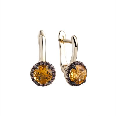 Серьги из серебра с цитрином (Арт.cz-e00923-x-lb-ys-x-br)