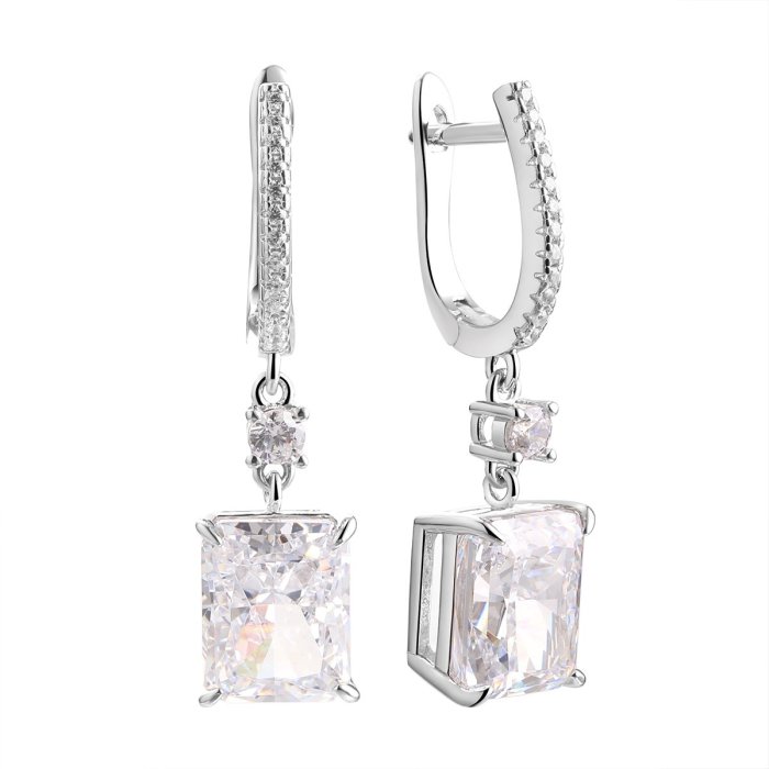 Серьги из серебра с фианитом (Арт.cz-e04302-x-w-w-x-w)