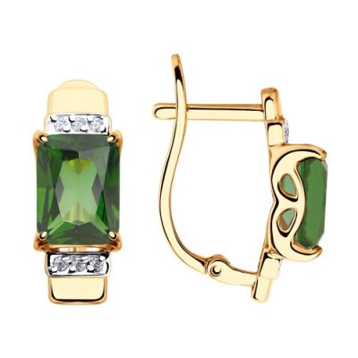 Серьги золотые пробы 585 с ситаллом (Арт.725838)