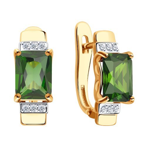 Серьги золотые пробы 585 с ситаллом (Арт.725838)