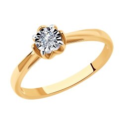 Помолвочное кольцо из золота с бриллиантом (Арт.1011068)