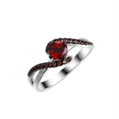 Кольцо из серебра с гранатом (Арт.cz-r00935-x-wb-pg-x-br)