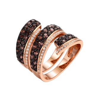 Кольцо серебряное с фианитами «Brown Glam» Fresh Jewelry (арт.CZ-R02525-X-GB-BR-X-W)