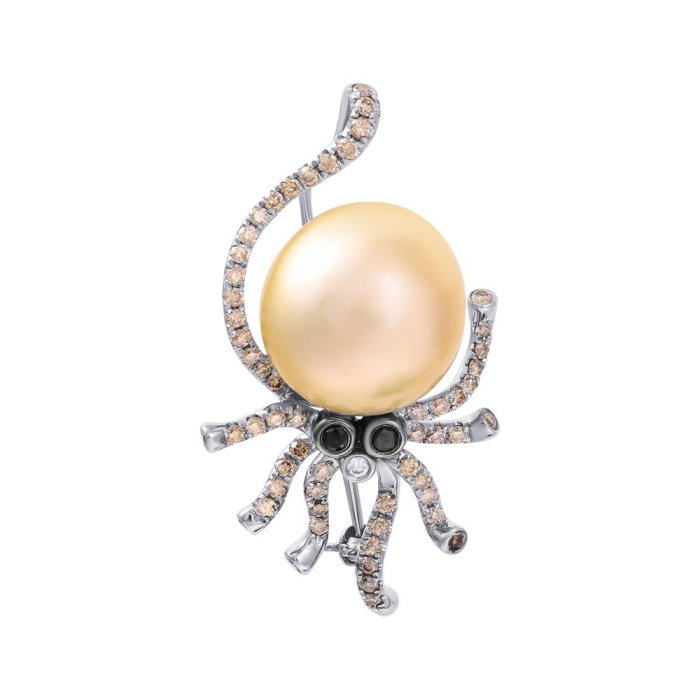 Брошь из золота с бриллиантом и жемчугом (Арт.456306_db_dn_gnwp_blk)