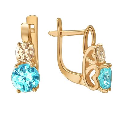 Серьги золотые с кристаллами Swarovski «Summer Breeze» Estet (арт.01С2110881-3)