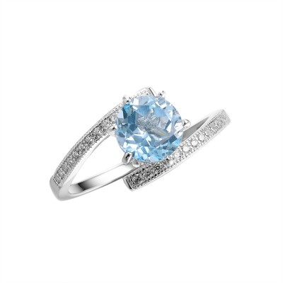Кольцо с топазом и фианитами «Spring Sky» серебро 925 Fresh Jewelry (арт.MP-R00013-X-W-SBT-X-W)