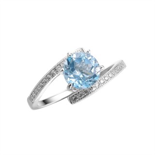 Кольцо с топазом и фианитами «Spring Sky» серебро 925 Fresh Jewelry (арт.MP-R00013-X-W-SBT-X-W)