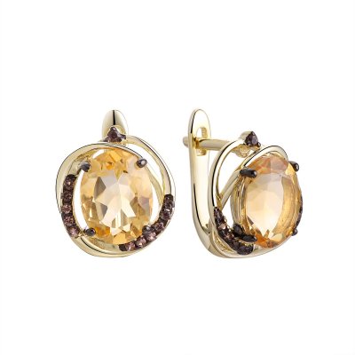 Серьги из серебра с цитрином (Арт.pd-e00958-x-lb-ys-x-br)