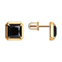 Серьги из золочёного серебра с ониксами (Арт.93-322-01915-1)