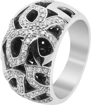 Кольцо из белого золота с бриллиантом и ониксом (Арт.sg013gdb2)