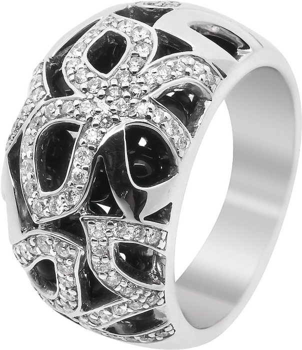 Кольцо из белого золота с бриллиантом и ониксом (Арт.sg013gdb2)