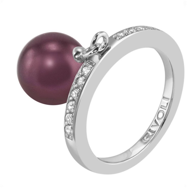 Кольцо из серебра с жемчугом и кристаллом swarovski (Арт.zar-14-10-18-s)