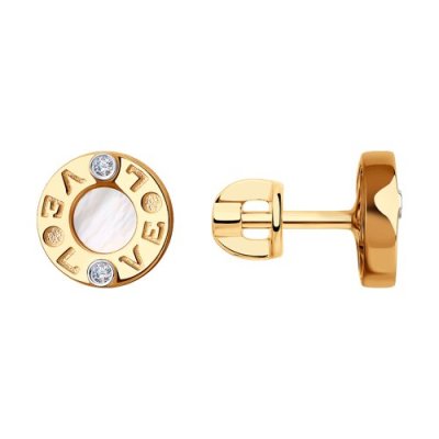 Серьги из золота с бриллиантами и перламутром (Арт.1021565)