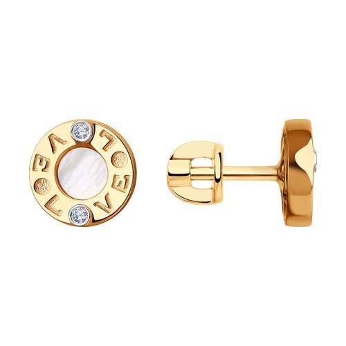 Серьги из золота с бриллиантами и перламутром (Арт.1021565)