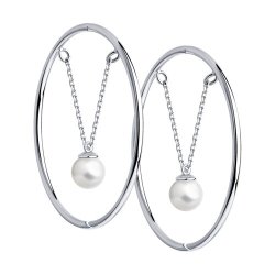 Серьги из серебра с синтетическим жемчугом (Арт.94140095)