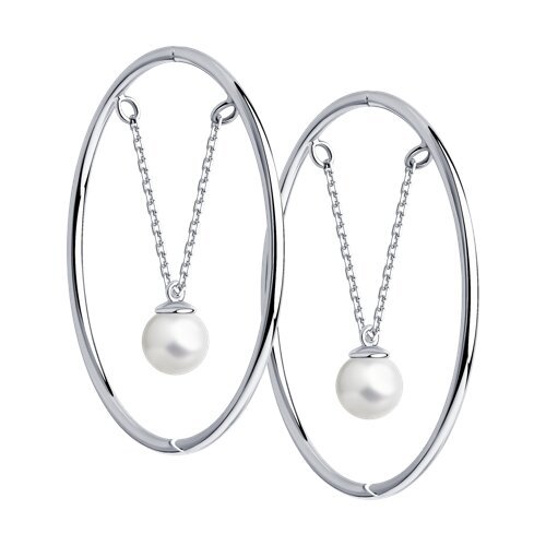 Серьги из серебра с синтетическим жемчугом (Арт.94140095)